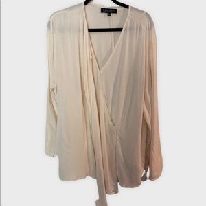 Faux wrap top with attached scarf